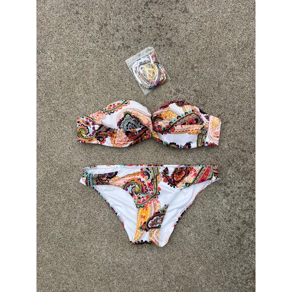 Victoria's Secret Paisley Pattern Bandeau Swim Bikini Set Size 34A/Small - Picture 1 of 8